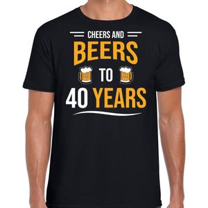 Cheers and beers 40 jaar verjaardag cadeau t-shirt zwart voor heren - Feestshirts