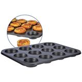 Zwarte Bakvorm - 12 muffins - 36 x 28 x 3 cm