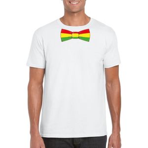 Wit t-shirt met Limburgse vlag strik voor heren - Feestshirts