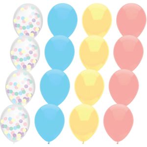 Feestversiering multi-kleuren-mix thema ballonnen 18x stuks 30 cm - Ballonnen