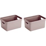 4x Roze opbergboxen/opbergdozen/opbergmanden kunststof - 5 liter - opbergen manden/dozen/bakken - opbergers