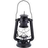 Set van 3x stuks olielamp/stormlantaarn zwart 11,7 x 15,7 x 24 cm - Camping / tuin lantaarn voor lampenolie