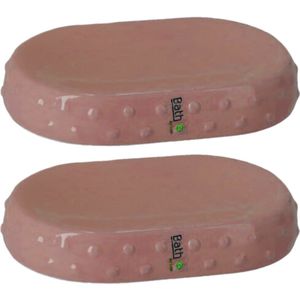 Set van 2x stuks zeephouders/zeepbakjes roze keramiek 15 cm - Zeephouders