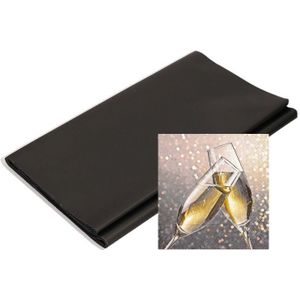 Papieren tafelkleed/tafellaken zwart inclusief oud en nieuw/nieuwjaar servetten - Feesttafelkleden