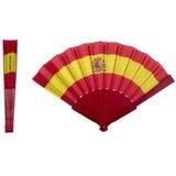 4x stuks hand waaier Spaanse vlag 23 cm - Verkleedattributen