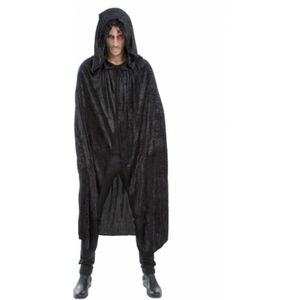 Halloween Dracula cape - voor volwassenen - zwart - fluweel - L182 cm - Carnavalskostuums