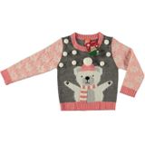 Grijze kerstmis trui ijsbeer voor meisjes maat 140/146 - kerst truien