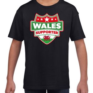 Welsh / Wales schild supporter  t-shirt zwart voor kinderen - Feestshirts