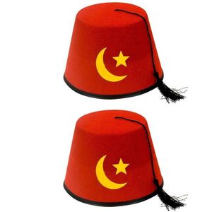 4x stuks turks fez verkleed hoedje van vilt - Verkleedhoofddeksels