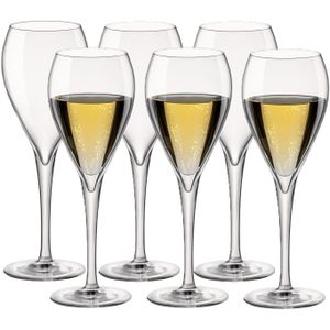 Bormioli Champagneglazen - 12x stuks - transparant - glas - 150 ml - luxe flutes op voet - Champagneglazen