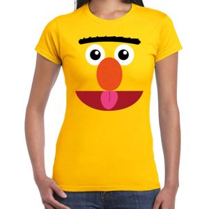 Verkleed / carnaval t-shirt geel cartoon knuffel pop voor dames - Verkleed / kostuum shirts - Feestshirts