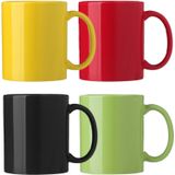 Koffie mokken/bekers Nantes - 4x - keramiek - multi kleuren - 300 ml - Bekers
