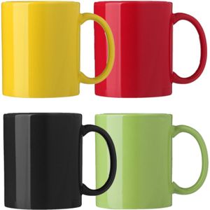 Koffie mokken/bekers Nantes - 4x - keramiek - multi kleuren - 300 ml - Bekers