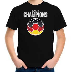 Duitsland EK/ WK supporter t-shirt we are the champions met Duitse voetbal zwart kinderen - Feestshirts