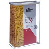 5Five Voorraadpot - 5x - keuken/voedsel - kunststof - 4300 ml - luchtdichte deksel - transparant - Voorraadpot