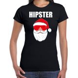 Fout Kerstshirt / Kerst outfit Hipster Santa zwart voor dames - kerst t-shirts