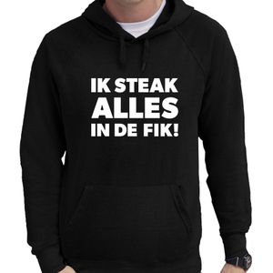 Steak alles in de fik bbq / barbecue cadeau hoodie zwart voor heren - Feesttruien