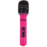 Neon roze opblaasbare microfoon 40 cm - Opblaasfiguren