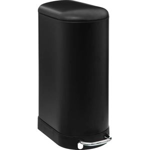 Prullenbak/pedaalemmer Ariane - zwart - rvs metaal - 30 liter - 42 x 25 x 62 cm - keuken - Pedaalemmers