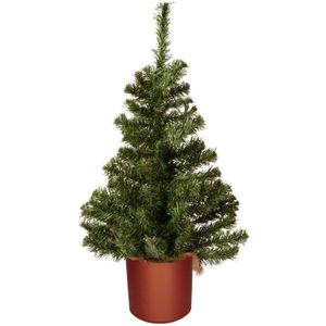 Mini kerstboom groen - in koper kunststof pot - 60 cm - kunstboom - Kunstkerstboom