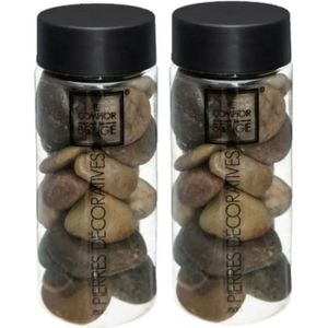 2x Potjes grote decoratie/hobby stenen bruin 750 gram - Decoratief object