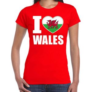 I love Wales t-shirt Verenigd Koninkrijk rood voor dames - Feestshirts