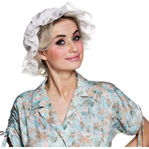 Verkleed muts voor Dienstmeisje/oma/sara pop/Middeleeuwen - wit - dames - Carnaval - Verkleedhoofddeksels