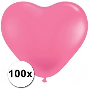 Kleine roze hartjes ballonnen 100 stuks - Ballonnen