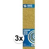 3x Knutsel alu-crepe vouw papier glitter goud 150 x 50 cm - Crepepapier