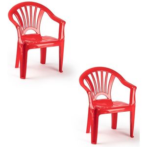 2x Rode tuinstoelen 35 x 28 x 50 cm voor kinderen - Kinderstoelen