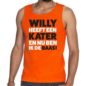 Oranje Koningsdag Willy heeft een kater tanktop heren - Feestshirts