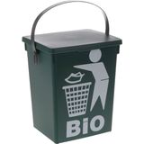 2x Stuks groene vuilnisbak/afvalbak voor gft/organisch afval 5 liter - Prullenbakken/vuilnisbakken/afvalbakken
