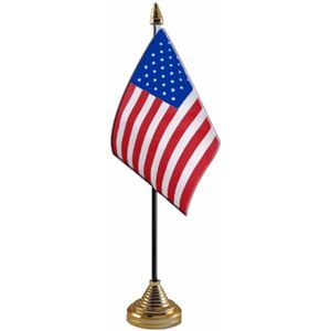 Polyester Amerikaanse/US vlag voor op bureau 10 x 15 cm - Vlaggen