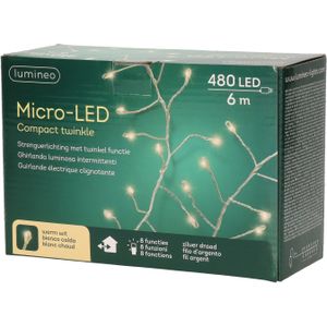 Kerstverlichting met 8 functie twinkel effect warm wit 480 lampjes 600 cm - Kerstverlichting kerstboom