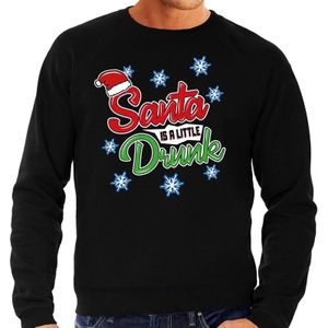 Zwarte foute kersttrui / sweater Santa is a little drunk voor heren - kerst truien