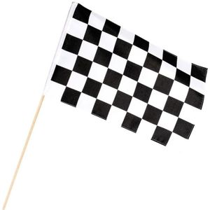 Finish vlag zwaaivlag wit/zwart geblokt 30 x 45 cm - zwaaivlaggen