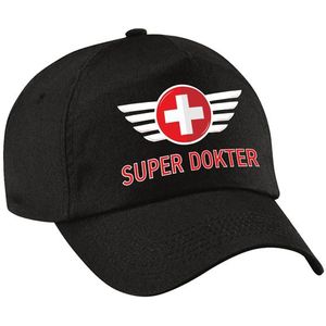 Super dokter cadeau pet zwart voor volwassenen - Verkleedhoofddeksels