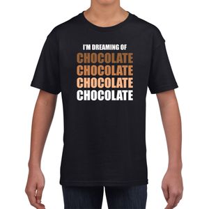 Dreaming of chocolate fun t-shirt zwart voor kinderen - Feestshirts