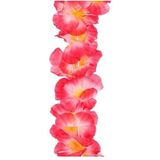 Carnaval verkleed set - Tropische Hawaii party - stro beach hoed - met roze bloemenslinger - Verkleedhoofddeksels
