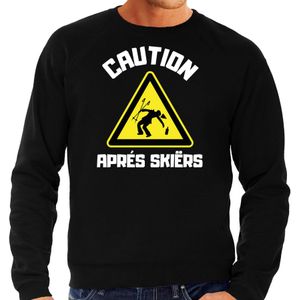 Apres ski sweater voor heren - apres ski waarschuwing - zwart - winter trui - Feesttruien