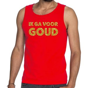 Ik ga voor Goud glitter tanktop / mouwloos shirt rood heren - Feestshirts