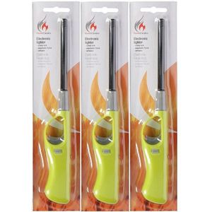 3x Navulbare bbq aansteker lime groen 26 cm - Aansteker bbq