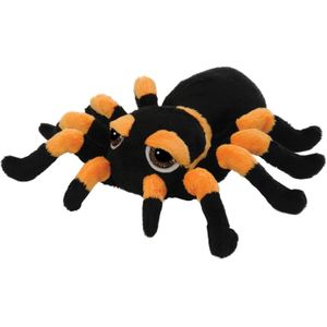 Pluche knuffel spin - tarantula - zwart/oranje - 33 cm - speelgoed - Knuffeldier