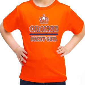 Oranje Koningsdag t-shirt - orange party girl - voor meisjes - Feestshirts