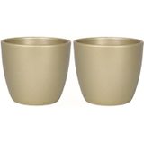 Floran Bloempot/plantenpot Boule - 3x - goud - keramiek - 10.5 x 8.5 cm - Plantenpotten