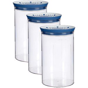 5x stuks kunststof voorraadpot/bewaarpot transparant met deksel L12 x B12 x H18 cm - 2200 ML - Voorraadpot