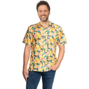 Tropical party Hawaii blouse heren - banaan - geel - carnaval/themafeest - plus size - Feestshirts