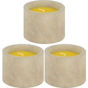 Geurkaars citronella - 5x - in betonnen houder - 10 branduren - citrus