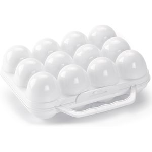 Plasticforte Eierdoos - koelkast organizer eierhouder - 12 eieren - wit - kunststof - 20 x 18,5 cm