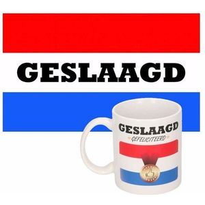 Geslaagd vlag en geslaagd mok 300 ml - Feestdecoratievoorwerp